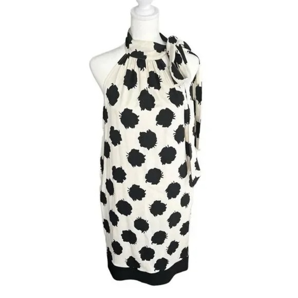 Diane Von Furstenberg Black and White Mini Dress, Neck Tie, Size 8